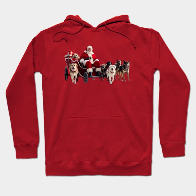 Santa Claus and dogs at Christmas! Hoodie by Imaginate